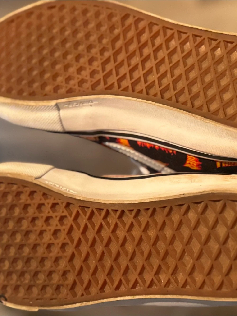 Thrasher high top Vans Black Skate-Style Sneakers with Orange Pattern